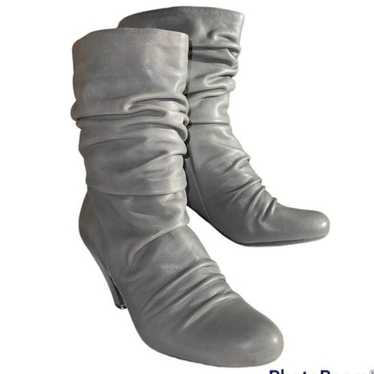 Arturo Chiang Grey Leather Slouchy Olisa Heel Boot