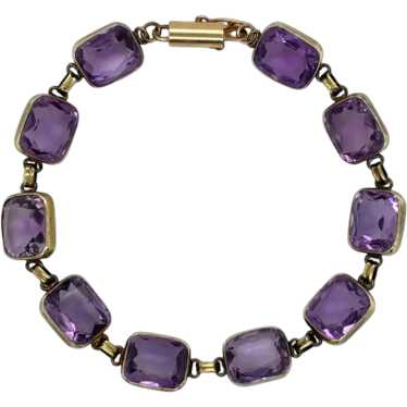 Antique 14K Yellow Gold Amethyst Bracelet