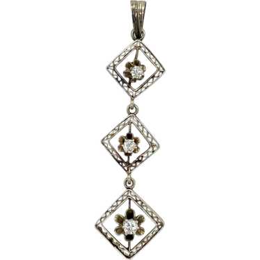 14K White Gold Diamond Pendant