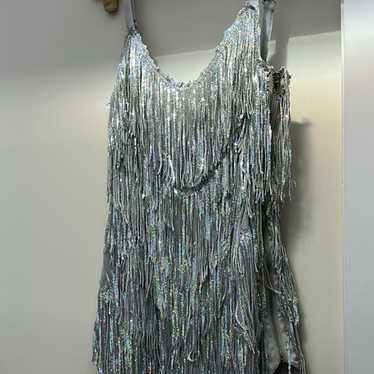 Sequin silver color mini dress