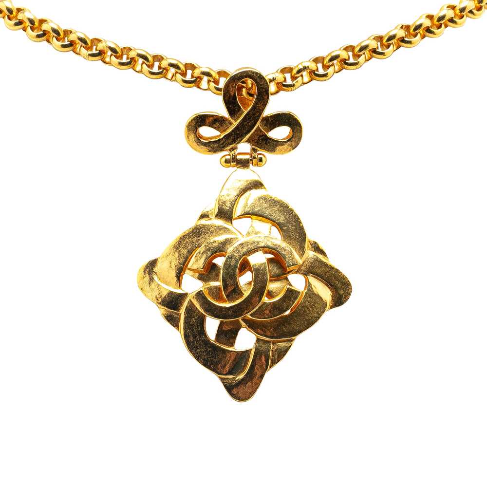Gold Chanel Gold Plated CC Pendant Necklace - image 1