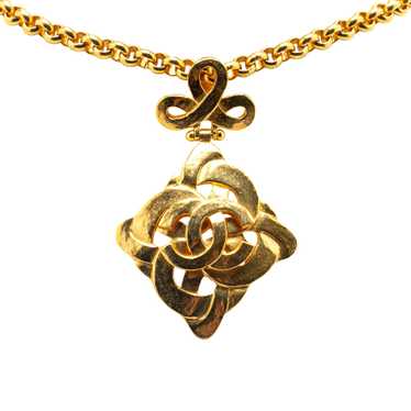 Gold Chanel Gold Plated CC Pendant Necklace - image 1