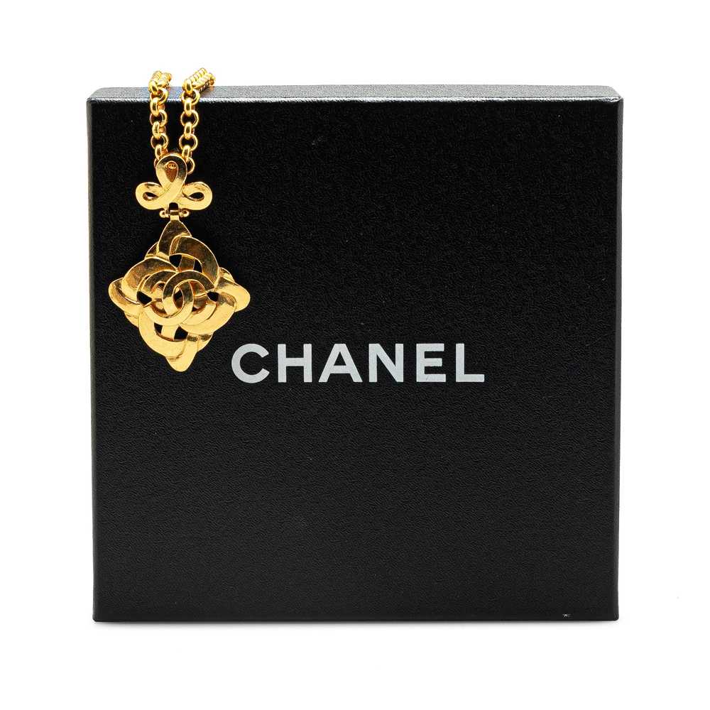 Gold Chanel Gold Plated CC Pendant Necklace - image 6
