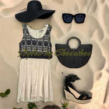 Boho Anthropologie Ryu Beige/Black Crochet Lace Sl