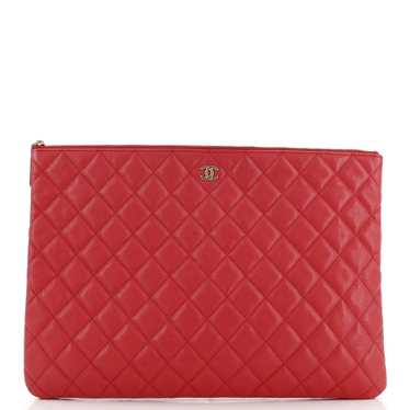 CHANEL O Case Clutch Quilted Lambskin Medium