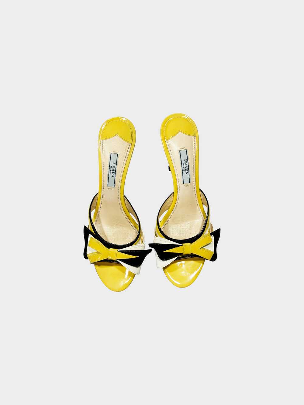 Prada 2012 Yellow Bow Patent Leather Heels - image 2