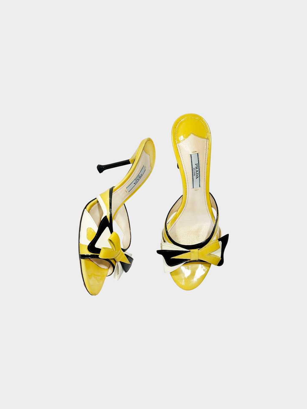 Prada 2012 Yellow Bow Patent Leather Heels - image 3