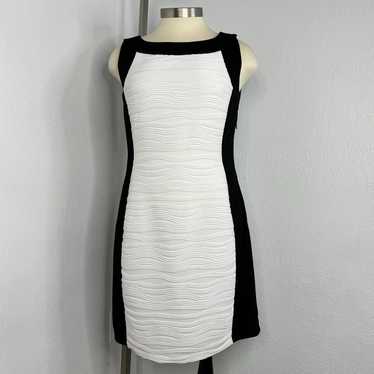 Calvin Klein Black and White Sheath Knee Length Sl