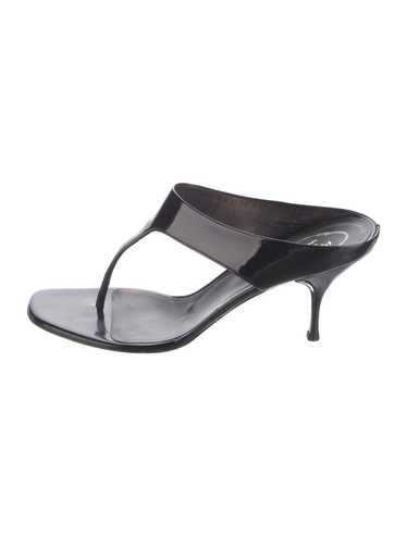 Prada Patent Leather T-Strap Sandals Black - image 1