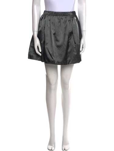 69263 auth PRADA lime green silk 2019 BOW SATIN WRAP Skirt