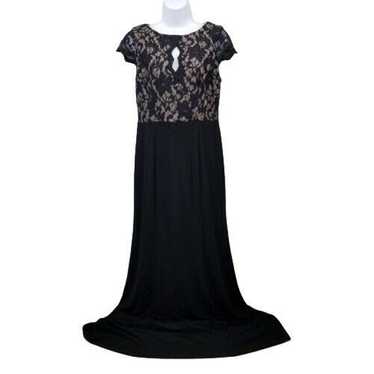 Eliza J Maxi Dress 6 Black Nude Lace Keyhole Cap S