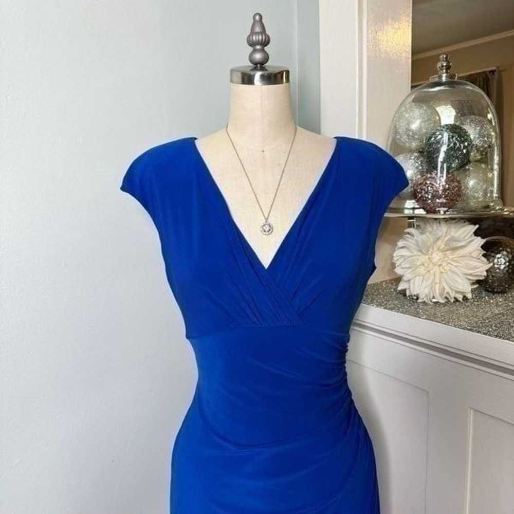 Ralph Lauren Blue V-Neck Ruched Sheath Dress Size… - image 3