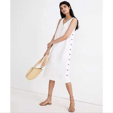 MADEWELL Linen Cotton Side Button Midi Dress