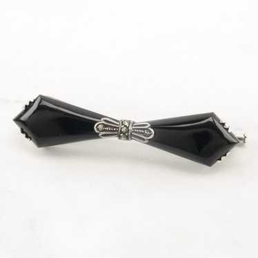 Art Deco Bow Sterling Silver Brooch - image 1