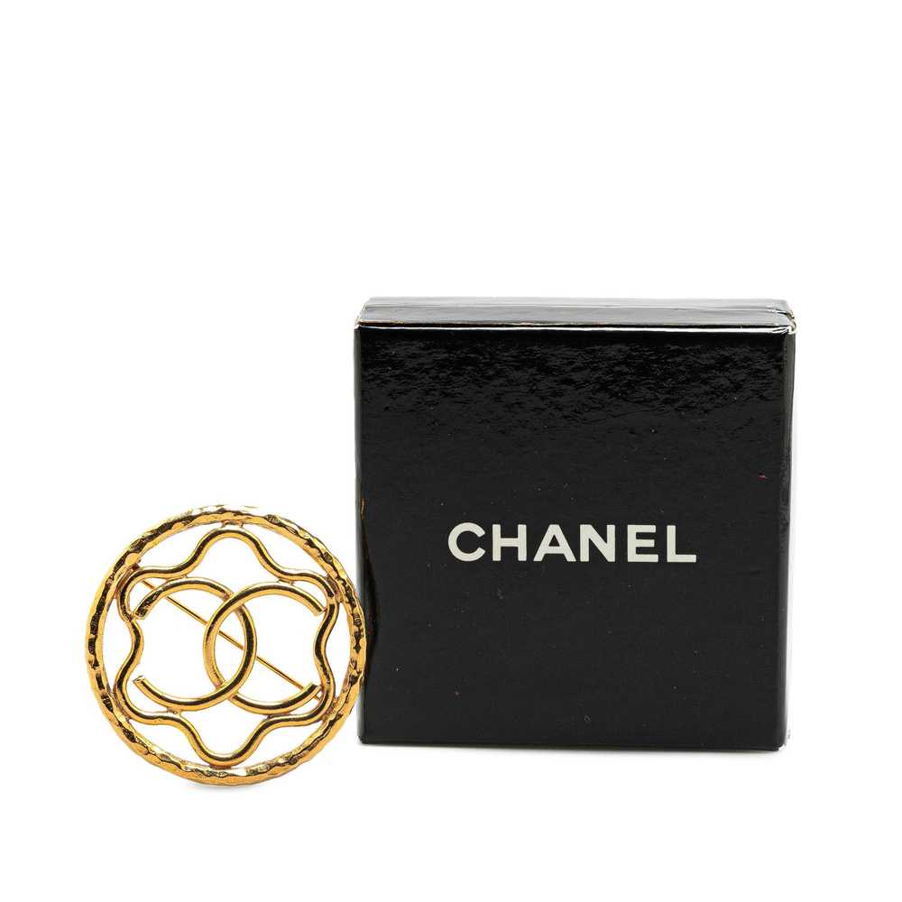 Chanel Gold Gold Plated CC Flower Brooch - image 4
