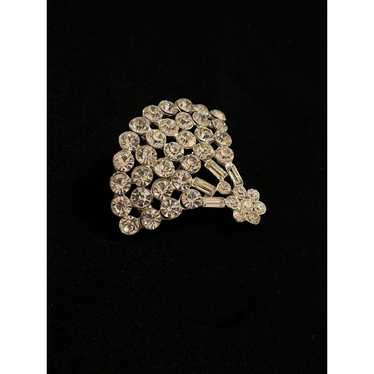 Fan Shaped Vintage Rhinestone Brooch