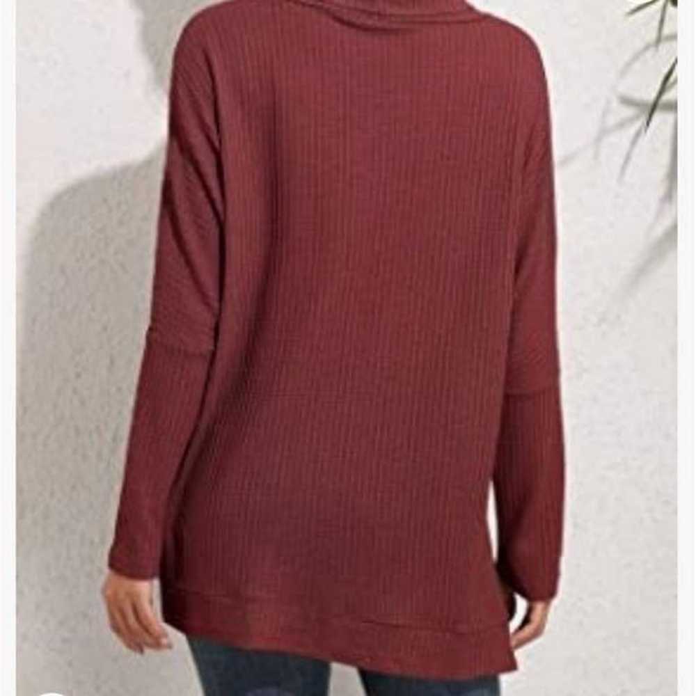 Turtleneck Waffle Knit Oversized Tunic Top - image 4