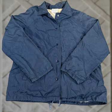 Vintage SEARS ウィンタージャケット Sears Vintage Jacket Hood Navy Blue Zip Insulated Button