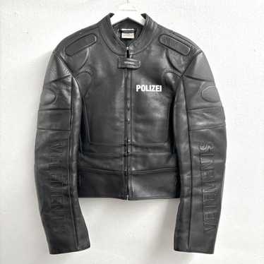 Vetements 元ネタ　POLIZEI 緑色 シングルライダースジャケット Leather jacket Vetements Green size M International in