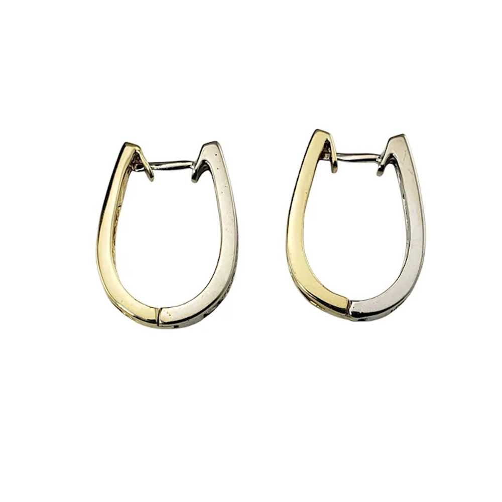 14 Karat White/Yellow Gold Diamond Hoop Earrings - image 3