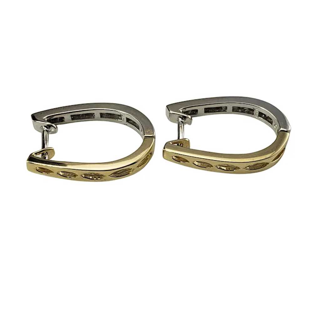 14 Karat White/Yellow Gold Diamond Hoop Earrings - image 5