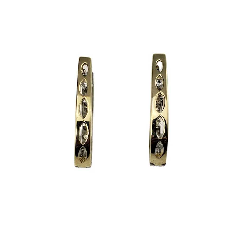 14 Karat White/Yellow Gold Diamond Hoop Earrings - image 6