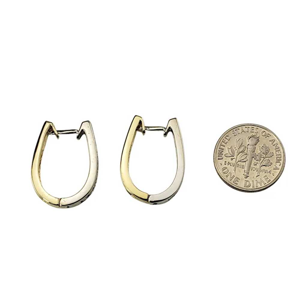 14 Karat White/Yellow Gold Diamond Hoop Earrings - image 7