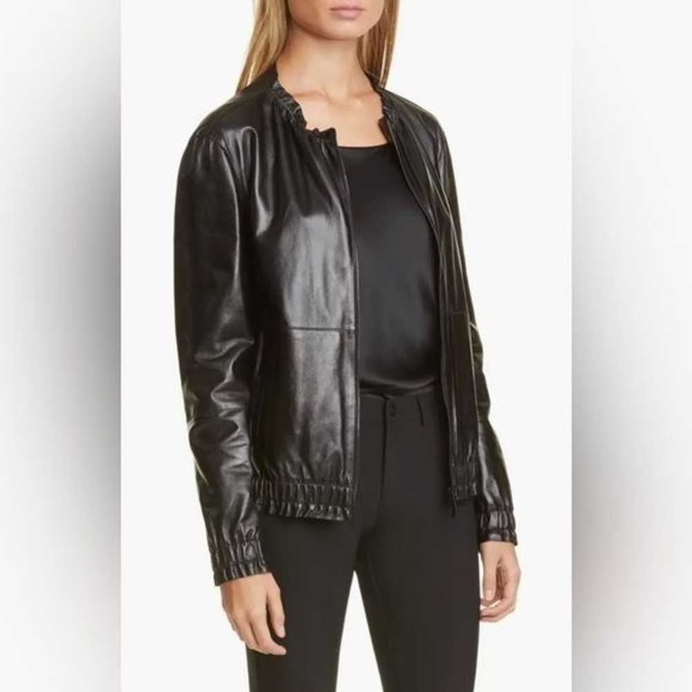 Lafayette 148 Rylan Black Lambskin Leather Bomber… - image 10