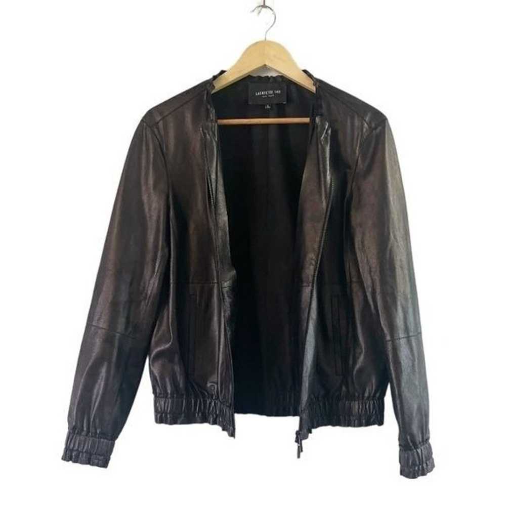 Lafayette 148 Rylan Black Lambskin Leather Bomber… - image 6