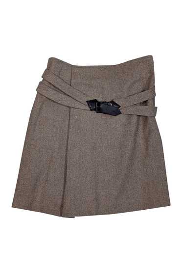 Bally - Tan Wool & Cashmere Blend Front Pleat Skir