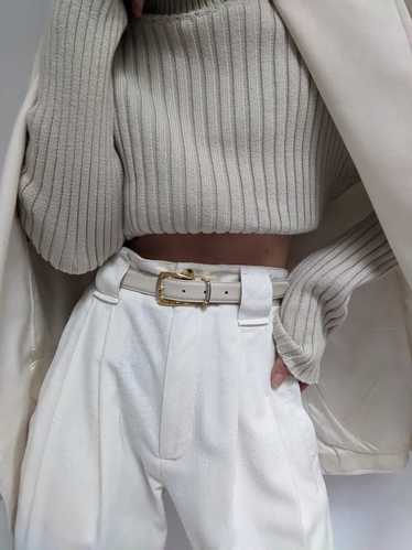 Vintage Cream Leather Belt