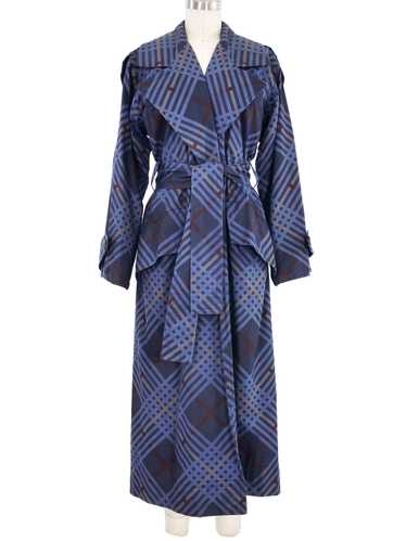 1985 Yves Saint Laurent Navy Plaid Trench Coat