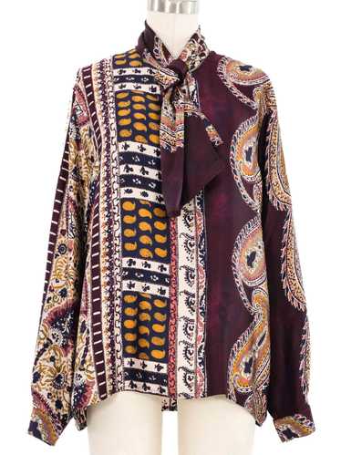 1990s Louis Feraud Paisley Printed Silk Top