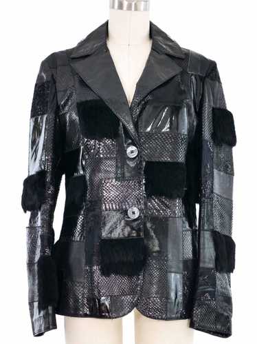 Roberto Cavalli Patchwork Leather Fur Jacket