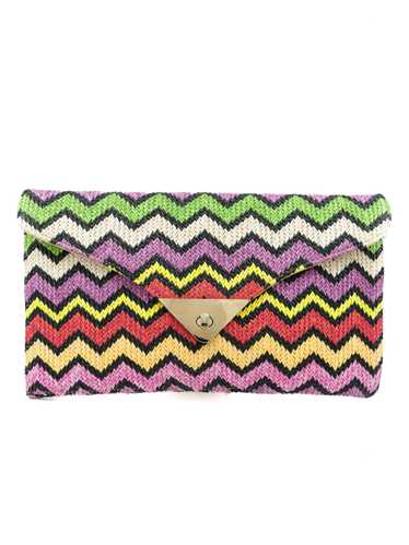 Raffia Chevron Stripe Oversized Clutch