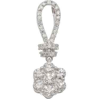 18K White Gold 1.27 TCW Diamond Cluster Pendant - image 1