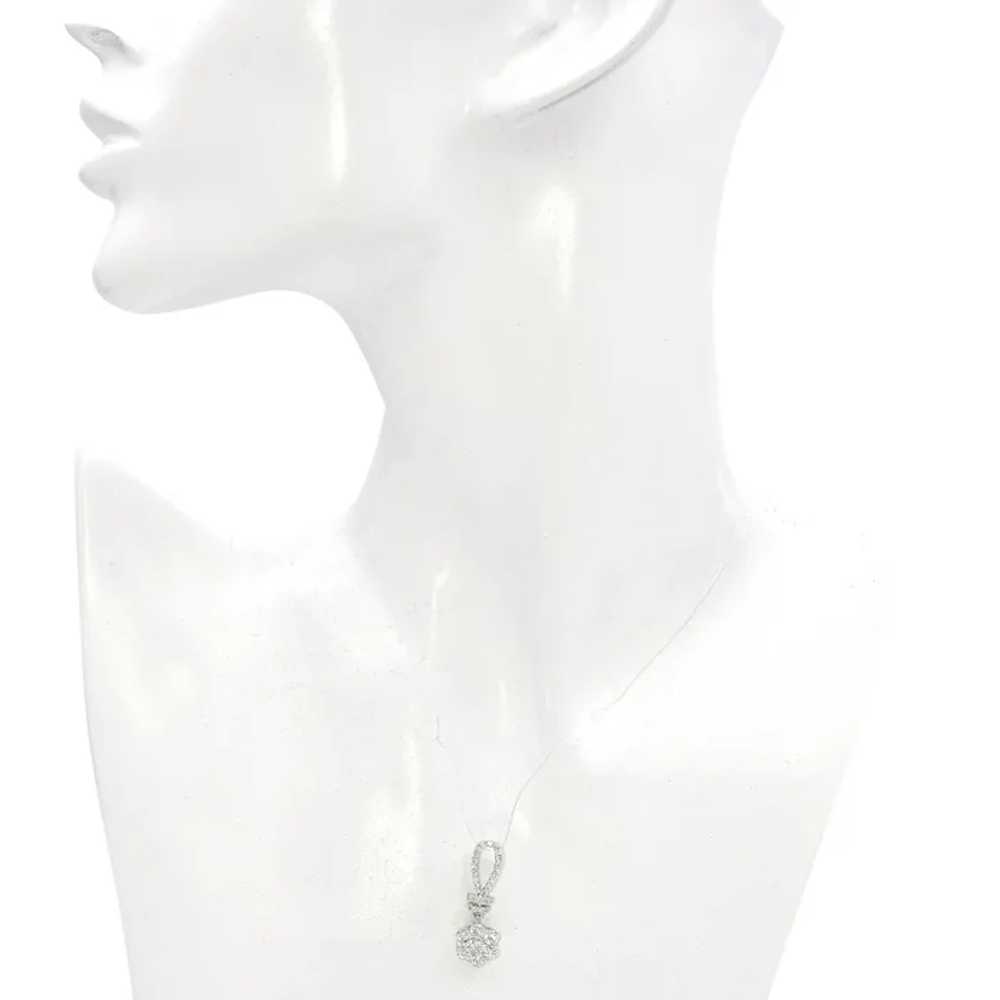 18K White Gold 1.27 TCW Diamond Cluster Pendant - image 2