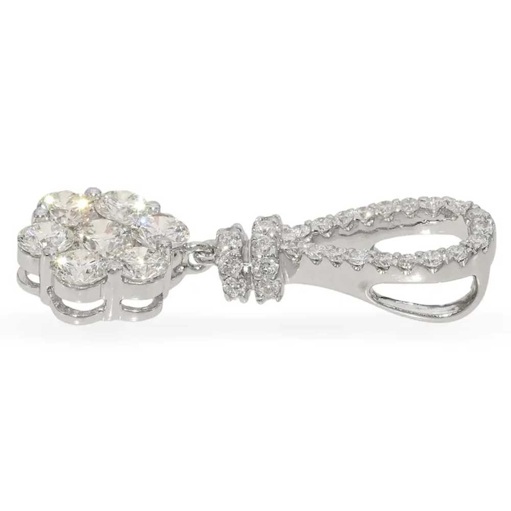 18K White Gold 1.27 TCW Diamond Cluster Pendant - image 4