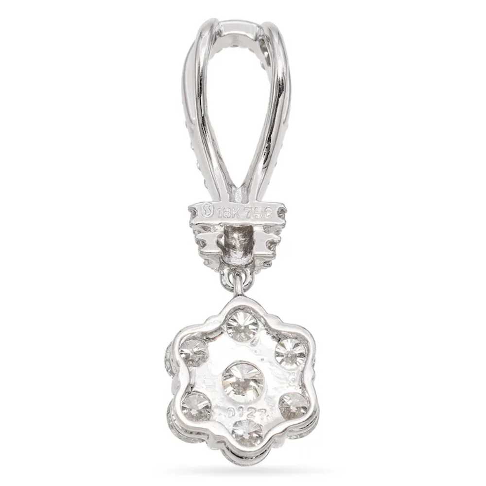 18K White Gold 1.27 TCW Diamond Cluster Pendant - image 5
