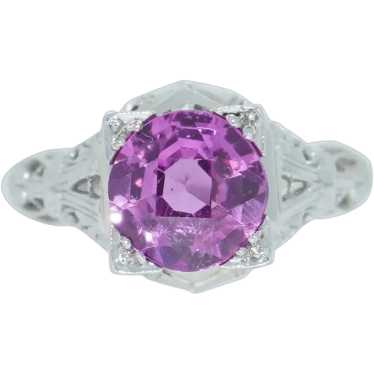 2 Carat Pink Sapphire 18K White Gold Ring