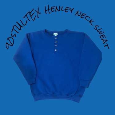 90s TULTEX Henley Neck Sweatshirt