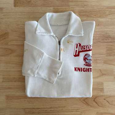 50s 60s Half-Zip Sweatshirt White Vintage