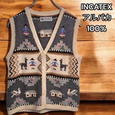 INCATEX Alpaca Knit Vest Handmade M