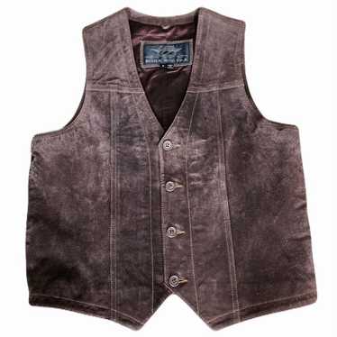 Vintage Dark Brown Leather Vest Suede Genuine Leat