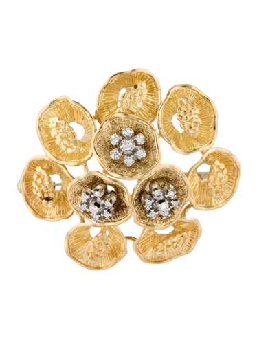 Brooch Rhodium-Plated, 18K White Gold & 18K Yello… - image 1