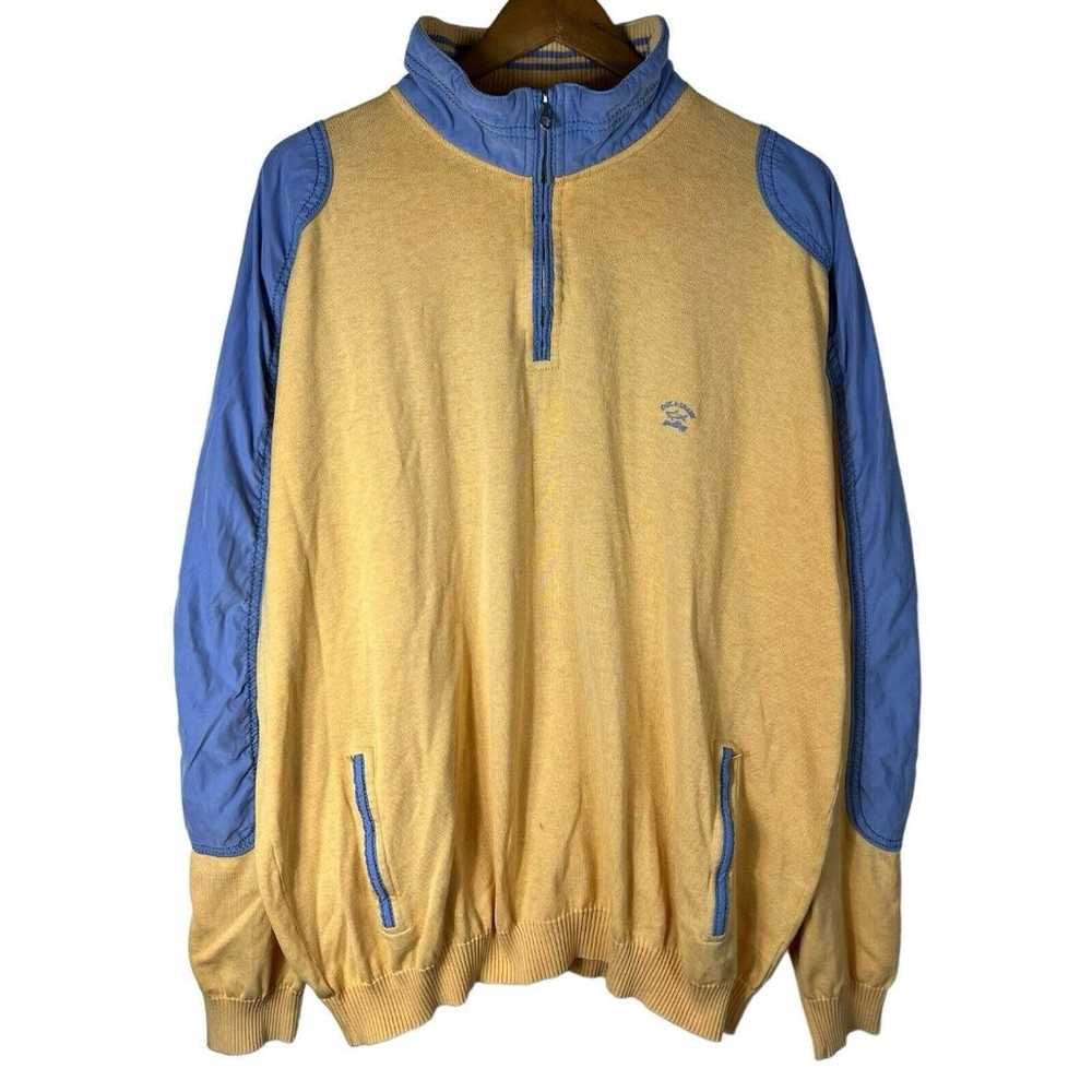 Paul & Shark Yachting Mens 2XL Sweater Pullover 1/4 Zip Orange Italy Made Cotton