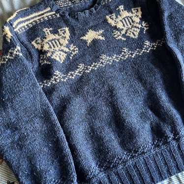 Mens Vintage Polo Ralph Lauren Hand Knit Wool Eag… - image 1