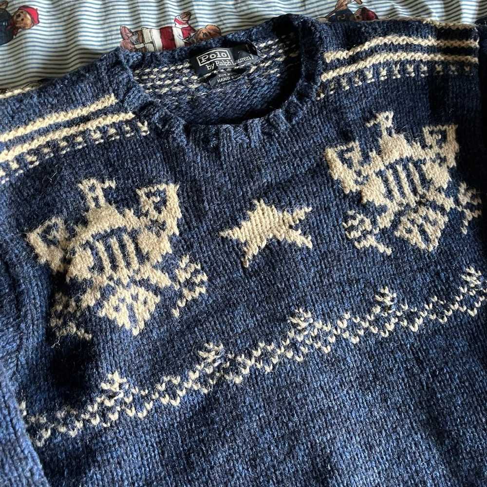 Mens Vintage Polo Ralph Lauren Hand Knit Wool Eag… - image 2
