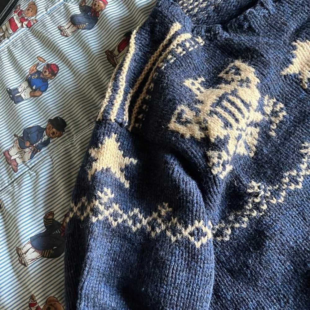 Mens Vintage Polo Ralph Lauren Hand Knit Wool Eag… - image 3