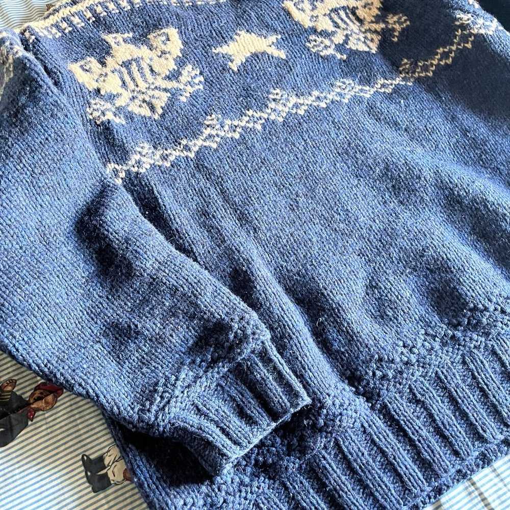 Mens Vintage Polo Ralph Lauren Hand Knit Wool Eag… - image 4